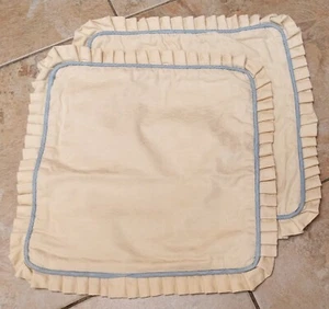 2 X Vintage 1980s Cream Blue Piping Cushion Cover. By Professional Curtain Maker - Picture 1 of 4