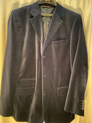 Merona Blazer 44L Navy Cotton Velvet Jacket Sports Coat 3 Button Mens - Image 1 of 4