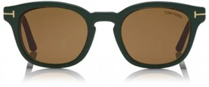 Tom Ford TF5532-B 52J Tortoise Round Plastic Eyeglasses 49-21-140 w/clip-ons sd* - Picture 1 of 2