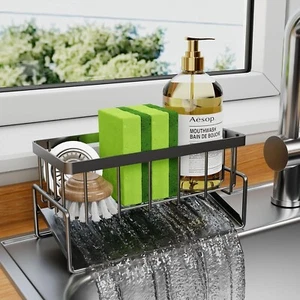 Sponge Holder for Kitchen Sink Rustproof Sponge Holder Sink Caddy Soap Dispenser - Picture 1 of 7