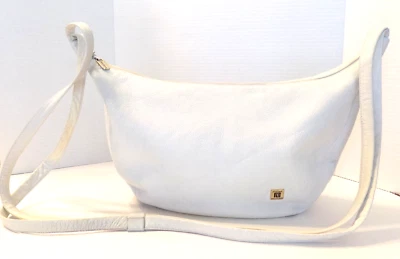 vintage Pierre BALMAIN slouchy White Leather CRESCENT hobo Shoulder Bag purse - Image 1 of 4