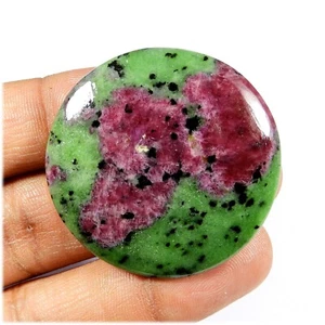 Natural Green Red Ruby Zoisite Gemstone Round Shape Cabochon Loose 100 Cts#10279 - Picture 1 of 6