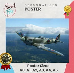 SPITFIRE WALL ART POSTER PRINTING A0 A1 A2 A3 A4 A5 MADE TO ORDER - Picture 1 of 2