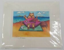 HOLLY KITAURA FINE ART PRINT CAT EATING SUSHI 8X10 MATTED 8X5.5 SIGNED PICTURE