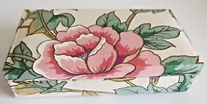 VINTAGE FLORAL FABRIC COVERED JEWELRY BOX WITH SNAP ON POUCH 6.5" x 4.5" - Picture 1 of 9
