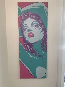 “In Tears” By Kray Sudderth Original Mixed Media Print On Board  15.5” X 42” - Picture 1 of 6