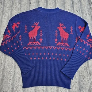 Vintage Puritan Sweater Ski Lodge Moose Design Argyle Rockabilly Retro Blokecore - Picture 1 of 8