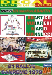 DECAL FIAT 131 ABARTH A.VUDAFIERI R.SANREMO 1979 DnF (06) - Picture 1 of 1