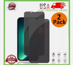 2x iPhone 16 15 Pro Max 14 13 12 11 Plus Privacy Tempered Glass Screen Protector - Picture 1 of 17