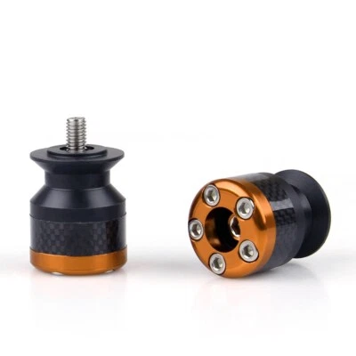 Universal Motorcycle CNC Carbon Fiber 6mm Swingarm Sliders Spools Orange SA Foto 1 de 3