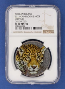 2013 Cameroon 1oz Silver Proof coin "Big Five-Leopard" NGC Graded PF70 with COA - Picture 1 of 4