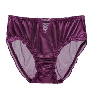 Women Ladies High Rise Briefs 1 Pcs Sexy Satin Knickers Underwear Lingerie - Picture 1 of 14