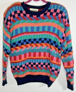 VINTAGE Carole kleiner Pullover 90er Strick St Tropez Damen Gr. S bunt BOHO - Bild 1 von 7