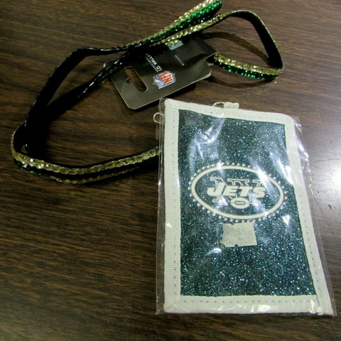 NEW YORK JETS - ZIPPER I.D. WALLET - LAYNARD / RHINESTONES - MINT UNUSED Cover