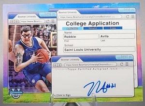 2024-25 Bowman U Chrome Robbie Avila College applicazione su scheda Auto St Louis - Foto 1 di 2