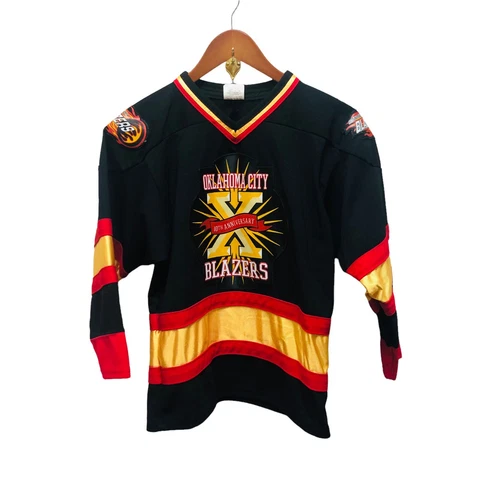 Vintage Athletic Knit Minor League Oklahoma City Blazers Hockey Jersey Youth T21 Cover