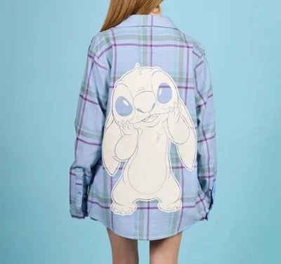 Camisa de franela Cakeworthy Disney Stitch 2025 XL botón azul bordado nueva con etiquetas Foto 1 de 4