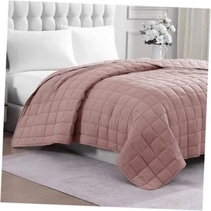 Quilted Bed Blanket - Pre-Washed Lightweight All Season - King Sepia Rose - Picture 1 of 8