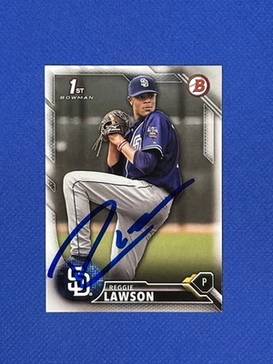 Reggie Lawson 2016 Bowman Draft #BD109 Padres Autograph Signed auto rookie rc - Image 1 of 3