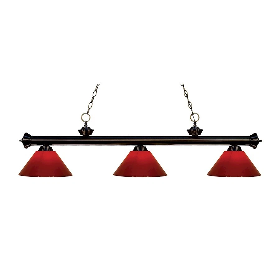 Z-Lite Riviera 3 Light Billiard Light, Bronze, Red - 200-3BRZ-PRD - Image 1 of 1