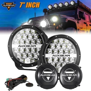 AUXBEAM 2x 7" LED Luz de Conducción Redonda Luces Offroad Vainas Punto Luz de Trabajo + Cubierta - Imagen 1 de 12