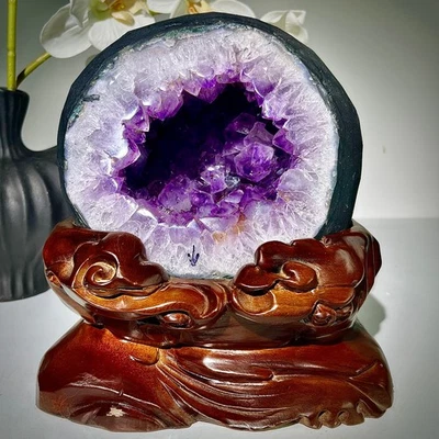 16.26LB Natural Amethyst geode Money bag quartz crystal spiritual energy decorat - Image 1 of 4