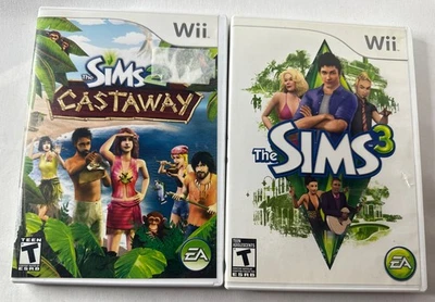 Sims 2 Castaway + The Sims 3 Nintendo Wii Game Bundle Lot Tested - Image 1 of 4