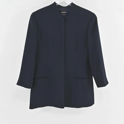 Blazer Emanuel Ungaro Mujer Azul Marino Talla 8 Chaqueta Oculto Botón Delantero Clásico Azul Foto 1 de 4
