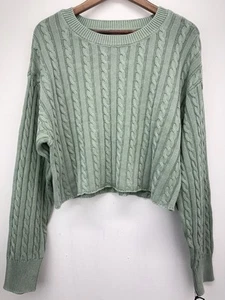 Sincerely Jules size XL Women’s Green Cable Knit Cropped Sweater NWT - Picture 1 of 5
