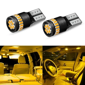 2x AUXITO T10 194 168 LED Interior Lights Car Light Bulb Amber Yellow Wedge Lamp - Picture 1 of 12