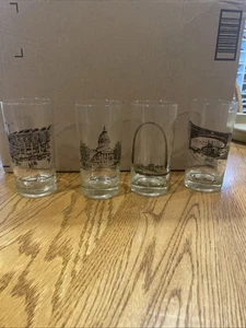 Lot of 4 Historic St. Louis Tumblers Bar Glasses Arch Courthouse Busch Eads - Picture 1 of 9