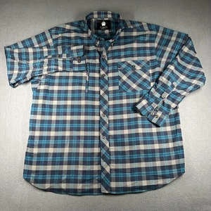 Alaskan Hardgear Shirt Mens 2XL Blue Plaid Long Sleeve Button Up Cotton Outdoor - Picture 1 of 12