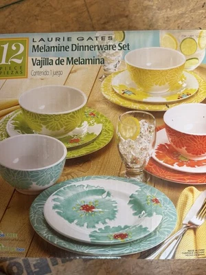Laurie Gates 12 Piece Melamine Dinnerware Set - Image 1 of 3