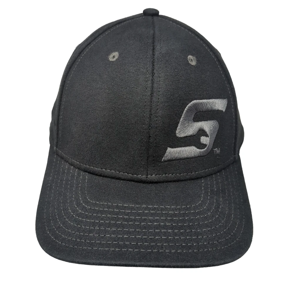 Sombrero ajustado a presión negro liso talla única bordado orificios de ventilación exterior Foto 1 de 4