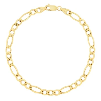 14K Yellow Gold 4.5mm Figaro Link Italian Chain Bracelet Mens Womens 7.5" - Image 1 of 4