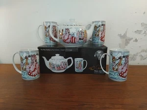 Paul Cardew The Pots Family 2 Pint Teapot & 4 Mugs, NEVER Used - Picture 1 of 24