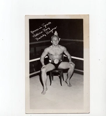 REAL PHOTO POSTCARD BUDDY ROGERS AMERICAN PROFESSIONAL WRESTLER 1921-1992 - Image 1 of 2