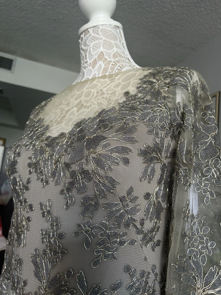 Vestido de encaje para mujer Tadashi Shoji verde oliva talla 6. Perfecto Estado Usado en Excelente Condición Foto 1 de 4