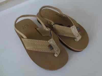 NEW Boy Kids Size *10* OP Tan Beige Flip Flops Faux Leather Sandals Shoes - Image 1 of 2
