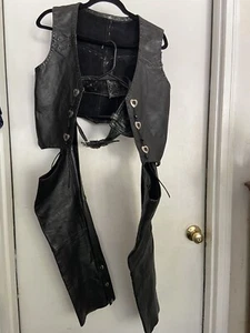 Leather King Black Motorcycle Chaps Women XS - Picture 1 of 5