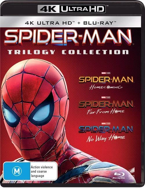 Spider-Man-Far from Home / Homecoming / No Way Home | Blu-ray + Uhd : 3 Movie Franchise Pack (Box Set, Blu-ray, 2022)
