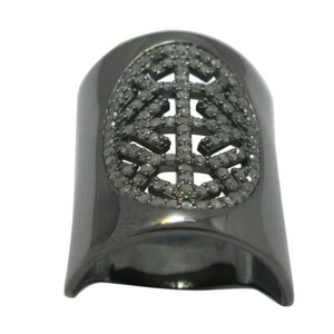 Anillo de plata estornino 925 con diamantes negros tratados de 0,87 quilates - Imagen 1 de 3