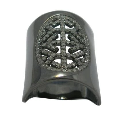 Anillo De Diamante Negro Tratado De 0.87Ct Oxidado De Plata De Ley 925 Starling - Imagen 1 de 3