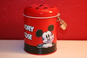 Banco de hojalata de Mickey Mouse de Disneyland de colección con cerradura y llaves usado en excelente estado - Imagen 1 de 4