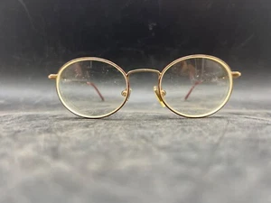 Vintage Womens Elasta Safilo Eyeglasses Round Full Frame Gold Brown Metal - Picture 1 of 11