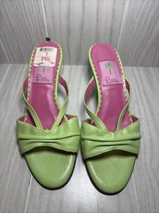 Lilly Pulitzer Zehenstegsandalen Größe 7, Leder rosa grün - Bild 1 von 5