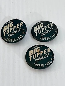 Vintage Lot 3 I Rode Big Tupper Chairlift NY Green Pinback Button Pin - Imagen 1 de 2