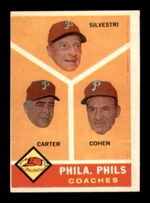 1960 Topps Set Break #466 Philadelphia Phillies Coaches EX-MINT *OBGcards* - Image 1 of 2