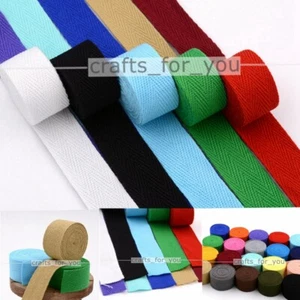 20MM COTTON TWILL WEBBING STRAP HERRINGBONE FABRIC CRAFT DIY FOR TRIMMING/EDGING - Picture 1 of 27