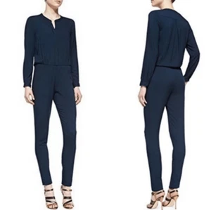 Black Halo -735 Black Long Sleeve Side Pockets One Piece Jumpsuit Women's Size 6 - Imagen 1 de 13